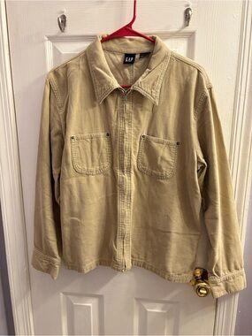 GAP Lightweight Tan Zip-Front Shirt Jacket